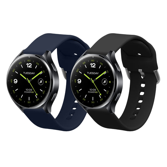 kwmobile 2x Uhrenarmband für Xiaomi Watch 2 / OPPO Watch X / Oneplus 2 Armband - Fitnesstracker Band Set aus TPU Silikon - Ersatzarmband Smartwatch - Schwarz Dunkelblau Schwarz  [dsg01]