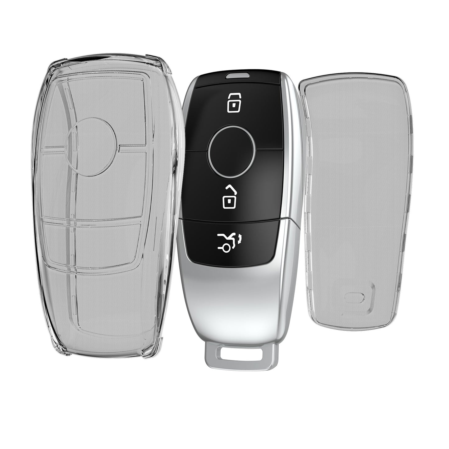 kwmobile Schlüsselhülle für Mercedes Benz Smart Key Autoschlüssel (nur Keyless) Hülle - Autoschlüssel Schlüssel Hülle aus TPU Silikon - Schlüsselschutz Gehäuse in Schwarz Transparent Schwarz  