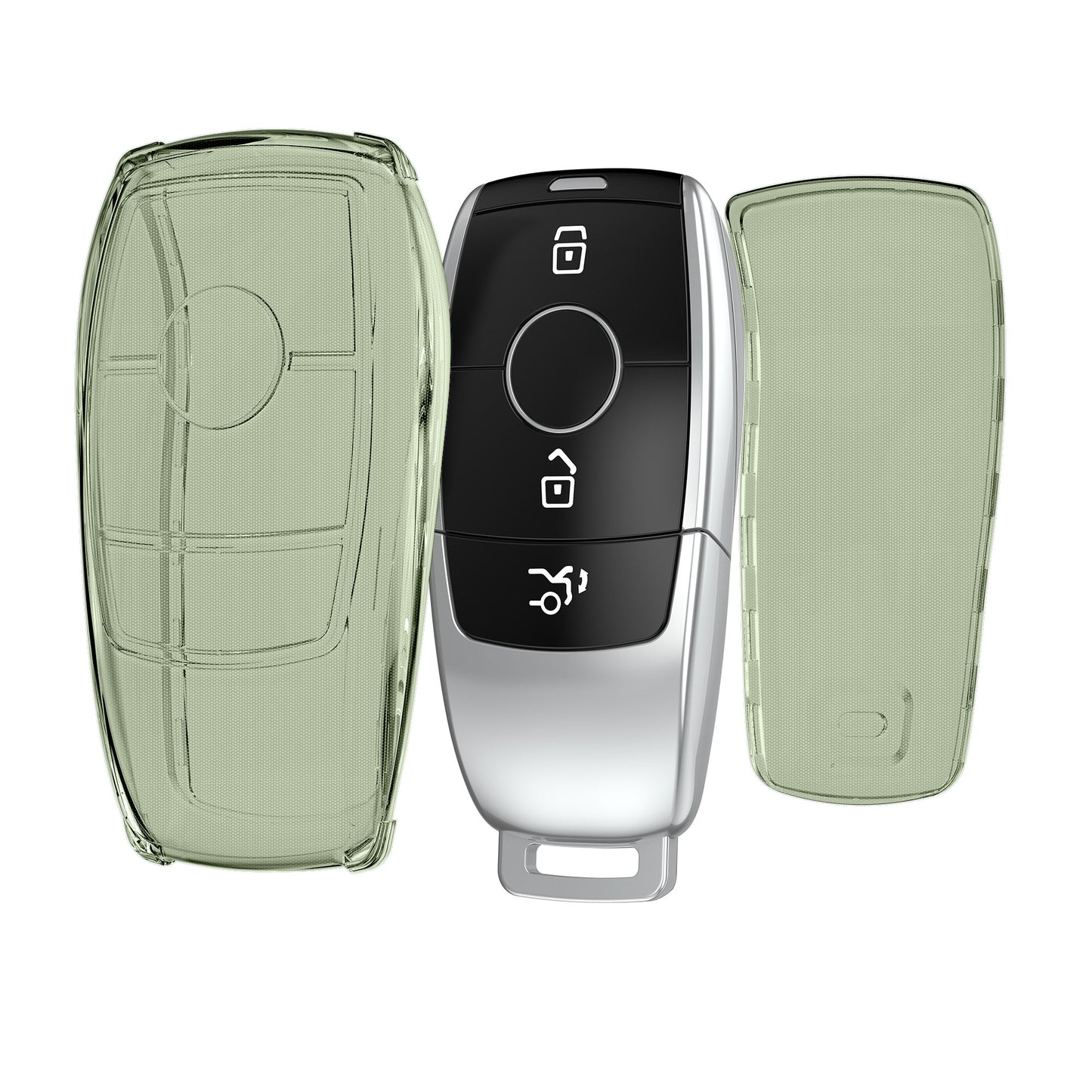 kwmobile Schlüsselhülle für Mercedes Benz Smart Key Autoschlüssel (nur Keyless) Hülle - Autoschlüssel Schlüssel Hülle aus TPU Silikon - Schlüsselschutz Gehäuse in Grün Transparent Grün  [dsg03]