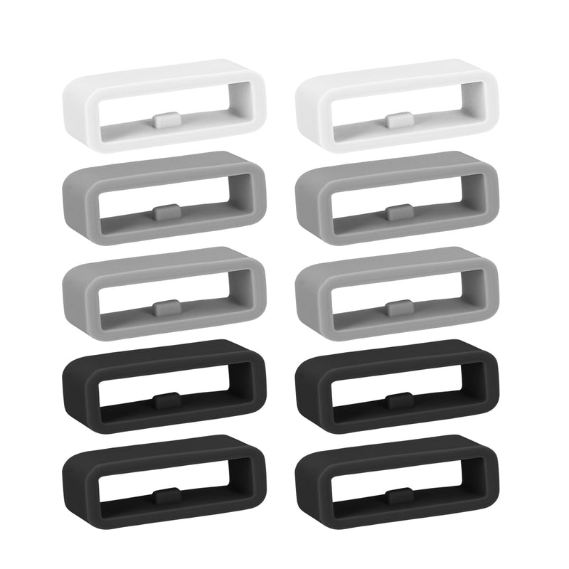 kwmobile 10x Smart Watch Band Halterung für 24mm Smartwatch Strap (Universal) Armbandhalterung - Bandschlaufe für Fitness Tracker und Smart Uhr aus Silikon - Grau Schwarz Weiß Grau  [dsg01]