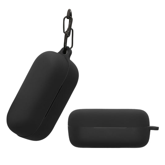 kwmobile Schutzhülle für Sony WF-C510 Hülle - TPU Silikon Case für Kopfhörer Ladecase - stoßfestes Cover mit Karabiner - Schwarz Schwarz  