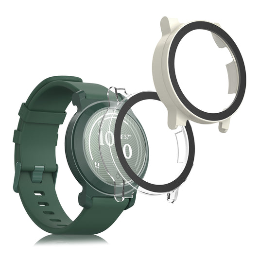 kwmobile 2x Glas Hülle für Garmin Lily 2 Active Schutzhülle - Fullbody Fitnesstracker Case Set aus Glas - Transparent Beige Transparent  [dsg02]