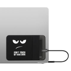 kwmobile Tasche kompatibel mit SanDisk Portable SSD, Samsung T7, Crucial X8, HDD - Halterung für externe SSD Festplatte - 13x8cm - Elastisches Case Hülle selbstklebend - Don't touch my Hard Drive Weiß  [dsg01]