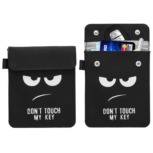 kwmobile Autoschlüssel Tasche kompatibel mit Autoschlüssel Schlüsselhülle - RFID Blocker Schlüssel Hülle aus Stoff Weiß Schwarz Weiß  [dsg01]
