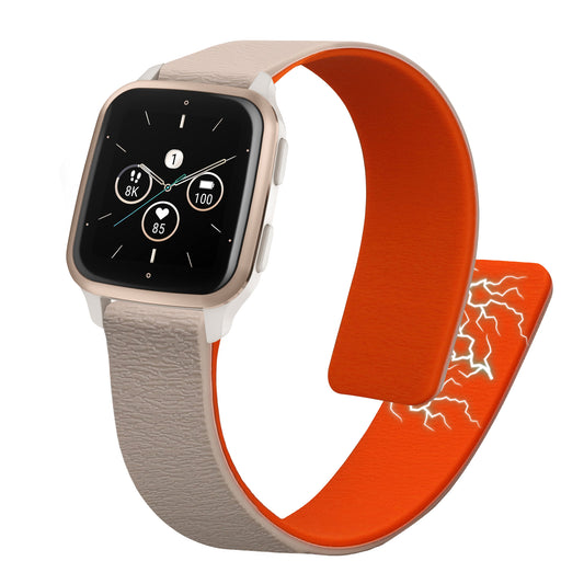 kwmobile Ersatzarmband kompatibel mit Garmin Venu Sq 2 Music / Sq 2 / Vivoactive 6 / Vivoactive 5 Armband - Fitnesstracker Silikon Band mit Magnetverschluss Beige Orange Beige  [dsg02]