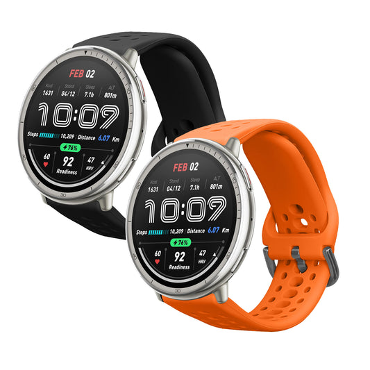 kwmobile 2x Uhrenarmband für 20mm Amazfit Active 2 / 2 Square / Active Edge / Bip 3 / GTS 3 4 Armband - Fitnesstracker Band Set aus TPU Silikon - Ersatzarmband Smartwatch - Schwarz Orange Schwarz  [dsg02]