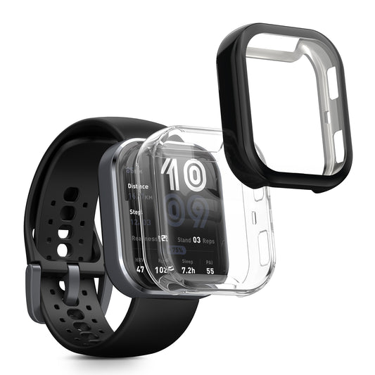 kwmobile 2x Silikon Hülle für Amazfit Bip 6 Schutzhülle - Fullbody Display Cover Set aus Silikon - Schwarz Transparent Schwarz  [dsg01]