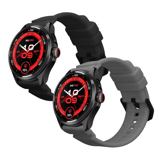 kwmobile 2x Uhrenarmband für Ticwatch Pro 5 Enduro / Pro 5 / Atlas / iTouch Air 3 Armband - Fitnesstracker Band Set aus TPU Silikon - Ersatzarmband Smartwatch - Schwarz Dunkelgrau Schwarz  [dsg01]