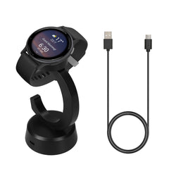 kwmobile USB Ladegerät kompatibel mit Garmin Vivoactive 6 / Vivoactive 5 / Forerunner 55 255 165 965 - USB Kabel Charger Stand - Smart Watch Ladestation - Ladekabel mit Standfunktion in Schwarz Schwarz  