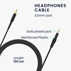 kwmobile Kopfhörerkabel kompatibel mit AudioTechnica ATH-M50X / M40X / M60X / M70X - Ersatz Kabel 120 cm 3.5mm Klinke