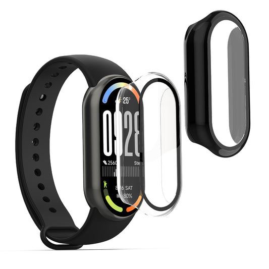 kwmobile 2x Glas Hülle für Xiaomi Mi Band 10 / Smart Band 10 Schutzhülle - Fullbody Fitnesstracker Case Set aus Glas - Transparent Schwarz Transparent  [dsg01]
