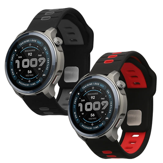 kwmobile 2x Uhrenarmband für 22mm Amazfit Bip 6 / Bip 5 Unity / Bip 5 / GTS 3 / Balance 2 / Helio Strap Armband - Fitnesstracker Band Set aus TPU Silikon - Ersatzarmband Smartwatch - Schwarz Grau Schwarz Rot Schwarz  [dsg01]