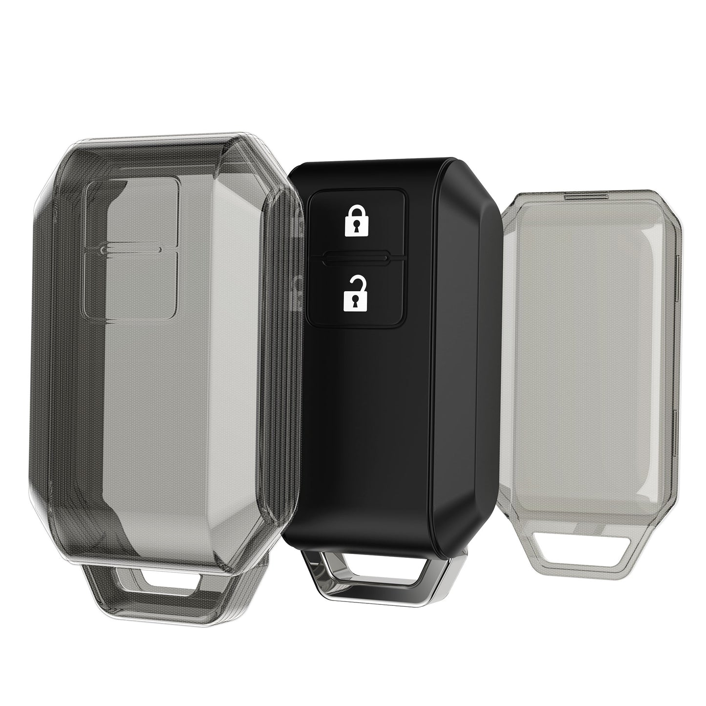 kwmobile Schlüsselhülle für Suzuki 2-Tasten Autoschlüssel Keyless Go Hülle - Autoschlüssel Schlüssel Hülle aus TPU Silikon - Schlüsselschutz Gehäuse in Schwarz Transparent Schwarz  [dsg01]