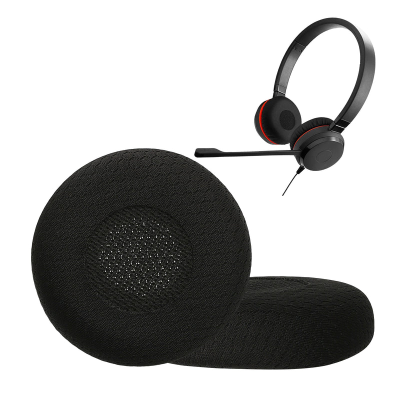 kwmobile 2x Mesh Polyester Ohr Polster für Jabra Evolve 20 / 20se / 30 / 30II / 40 / 65 Ohrpolster - Ersatz Ohrpolster - Kopfhörer Ersatzteile - Kopfhörer Ersatzpolster für Over Ear Headphones Schwarz  