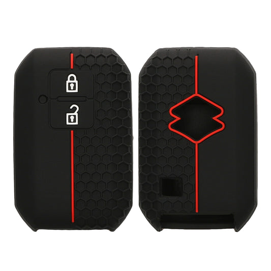 kwmobile Schlüsselhülle für Suzuki 2-Tasten Autoschlüssel Keyless Go Hülle - Autoschlüssel Schlüssel Hülle aus Silikon - Schlüsseletui in Schwarz Rot Schwarz  [dsg01]