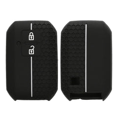 kwmobile Schlüsselhülle für Suzuki 2-Tasten Autoschlüssel Keyless Go Hülle - Autoschlüssel Schlüssel Hülle aus Silikon - Schlüsseletui in Schwarz Weiß Schwarz  [dsg05]