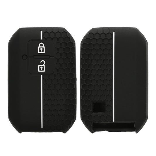 kwmobile Schlüsselhülle für Suzuki 2-Tasten Autoschlüssel Keyless Go Hülle - Autoschlüssel Schlüssel Hülle aus Silikon - Schlüsseletui in Schwarz Weiß Schwarz  [dsg05]
