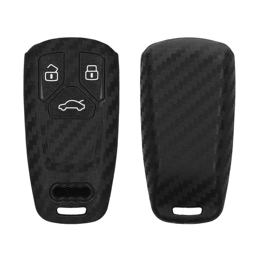 kwmobile Schlüsselhülle für Audi 3-Tasten Smartkey Autoschlüssel (nur Keyless Go) Hülle - Autoschlüssel Schlüssel Hülle aus Silikon - Schlüsselschutz Gehäuse in Schwarz Schwarz  [dsg01]