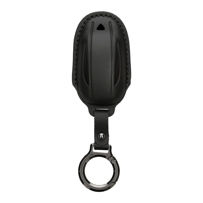 Tesla Model X Autoschlüssel Echtleder Schlüsselhülle Slim mit Schlüsselring Schwarz