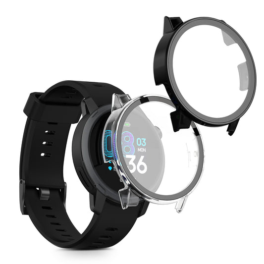 kwmobile 2x Glas Hülle für COROS PACE 4 Schutzhülle - Fullbody Fitnesstracker Case Set aus Glas - Schwarz Transparent Schwarz  
