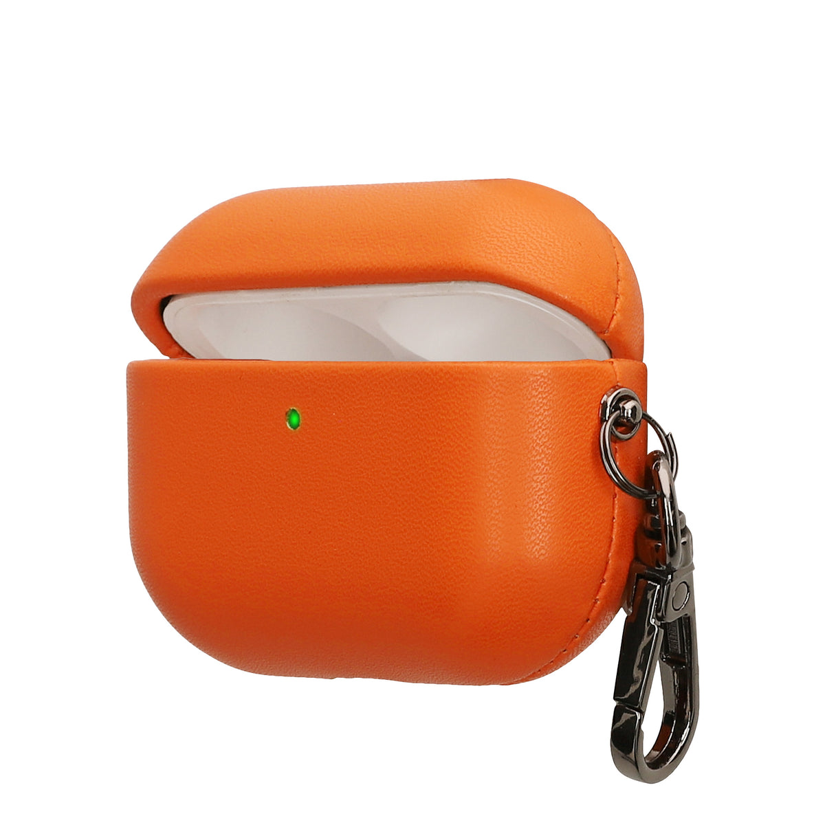 Airpods Pro 3 Kunstleder Kopfhörer Hülle Slim mit Karabiner Orange