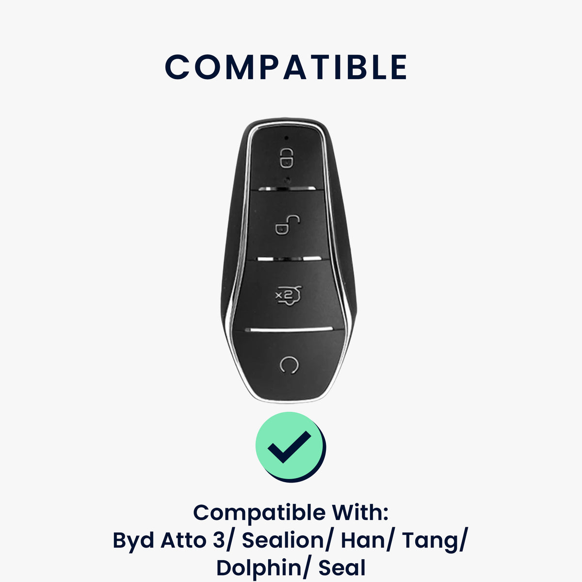 BYD Atto 3 / Sealion / Han / Tang / Dolphin / Seal Echtleder Schlüsselhülle mit Stickerei mit Schlüsselring KWM000041LY002C