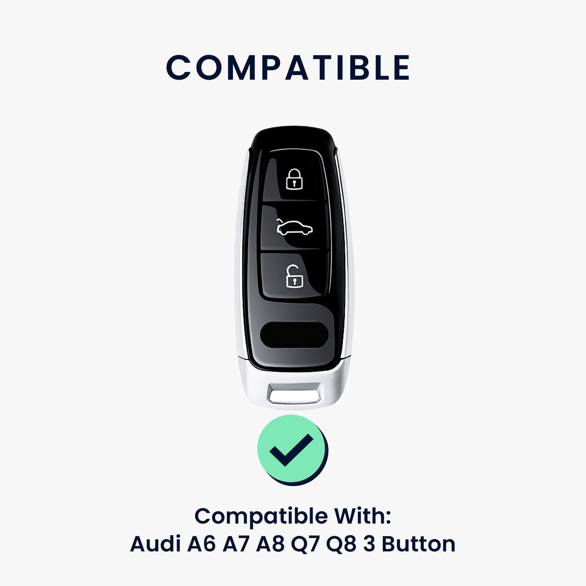 Audi A6 A7 A8 Q7 Q8 3-Tasten Autoschlüssel Keyless Echtleder Schlüsselhülle mit Stickerei mit Schlüsselring KWM000041MA002C