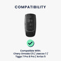 kwmobile Schlüsselhülle für Chery Omoda C5 / Jaecoo 7 / Tiggo 7 Pro 8 Pro / Arrizo 5 Hülle Leder - Autoschlüssel Schlüssel Hülle - Schlüsselcover Schlüsselschutz in Schwarz Schwarz