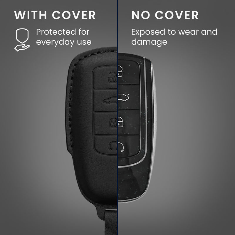 kwmobile Schlüsselhülle für Chery Omoda C5 / Jaecoo 7 / Tiggo 7 Pro 8 Pro / Arrizo 5 Hülle Leder - Autoschlüssel Schlüssel Hülle - Schlüsselcover Schlüsselschutz in Schwarz Schwarz