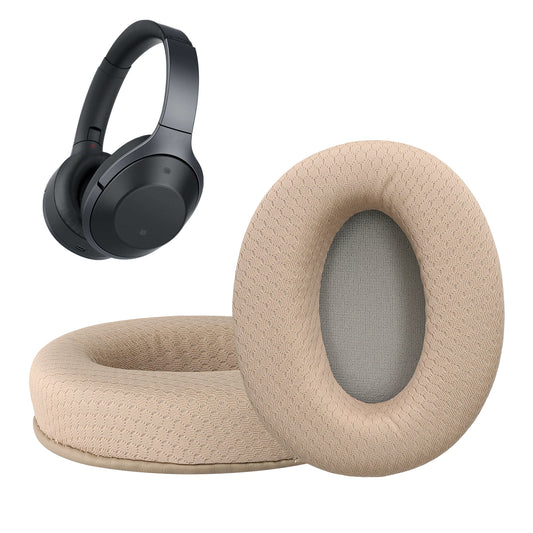 kwmobile 2x Mesh Polyester Ohr Polster für Sony MDR-1000X / WH-1000XM2 Ohrpolster - Ersatz Ohrpolster - Kopfhörer Ersatzteile - Kopfhörer Ersatzpolster für Over Ear Headphones Beige