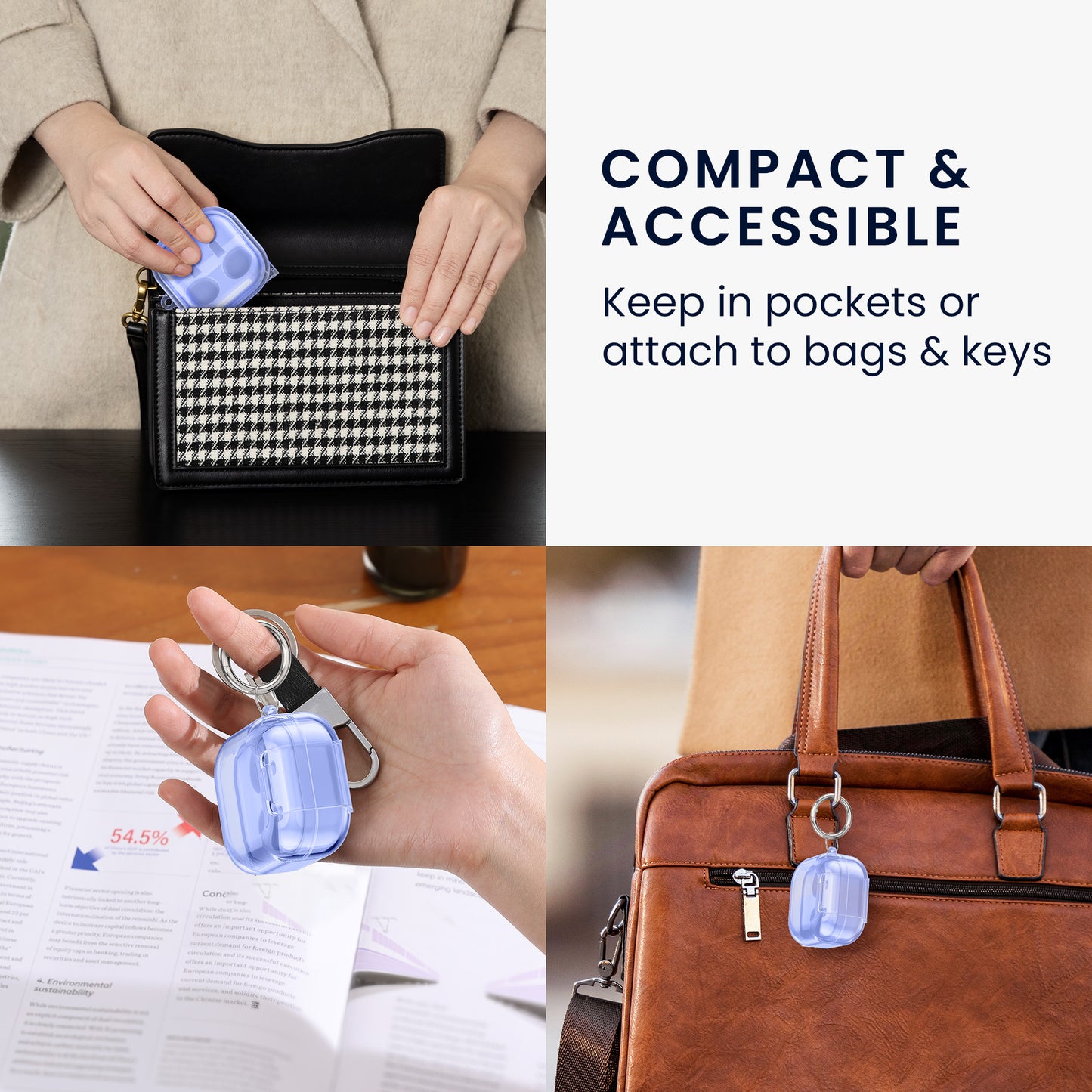kwmobile transparentes Kopfhörer Case kompatibel mit Samsung Galaxy Buds 4 / Galaxy Buds 4 Pro Hülle - Headphones TPU Cover mit Standfunktion und Sicherheitsverschluss - Blau Blau