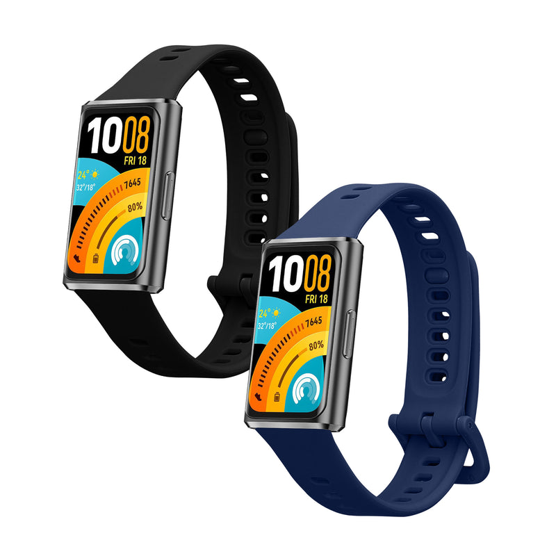 kwmobile 2x Uhrenarmband für Huawei Band 11 / Band 11 Pro Armband - Fitnesstracker Band Set aus TPU Silikon - Ersatzarmband Smartwatch - Schwarz Dunkelblau Schwarz  [dsg01]