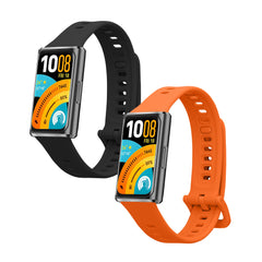 kwmobile 2x Uhrenarmband für Huawei Band 11 / Band 11 Pro Armband - Fitnesstracker Band Set aus TPU Silikon - Ersatzarmband Smartwatch - Schwarz Orange Schwarz  [dsg02]