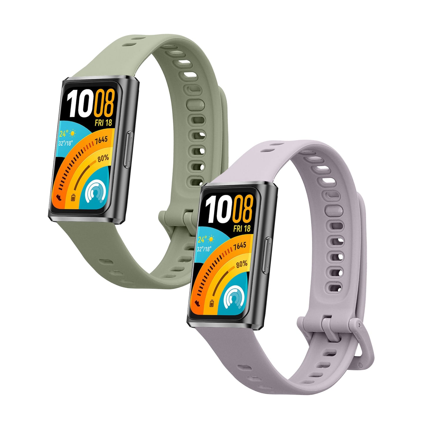 kwmobile 2x Uhrenarmband für Huawei Band 11 / Band 11 Pro Armband - Fitnesstracker Band Set aus TPU Silikon - Ersatzarmband Smartwatch - Lavendel Pastellgrün Lavendel  [dsg03]