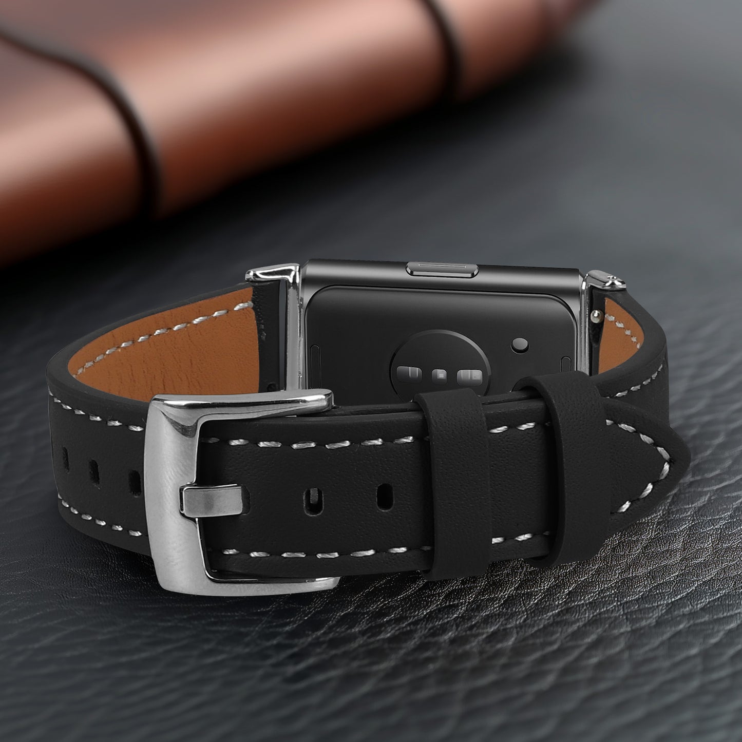 kwmobile Echtleder Uhrenarmband für Huawei Band 11 / Band 11 Pro Armband - Ersatzarmband für Fitnesstracker - Wechselarmband Smartwatch