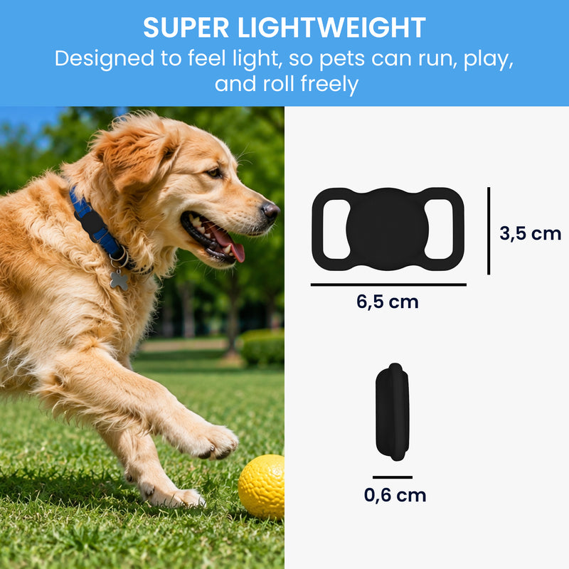 kwmobile Bluetooth Tracker Halter für Apple AirTag - Silikon Schutzhülle für Hunde Katzen Halsband - Smart Tag Holder für Haustiere - 1er Set Schwarz Schwarz Schwarz