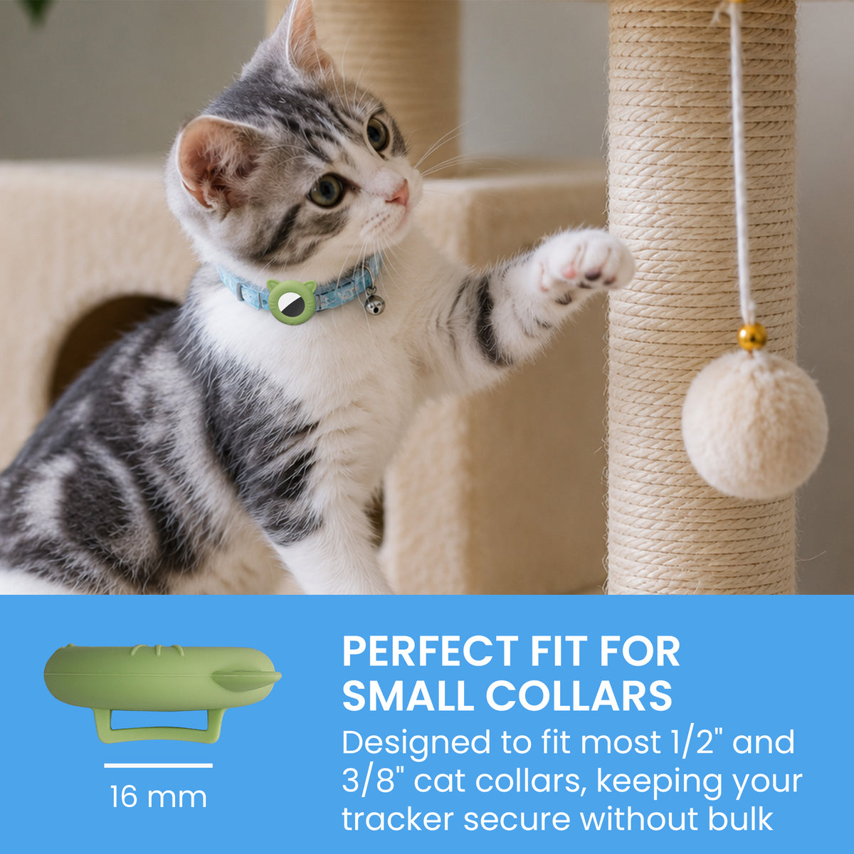 kwmobile 1x Katzen Tracker Case kompatibel mit Apple AirTag Hülle - Katzenohr-Design Cover Set für Smarttag - ideal für Tier Halsbänder - Matcha Grün Altrosa Matcha Grün
