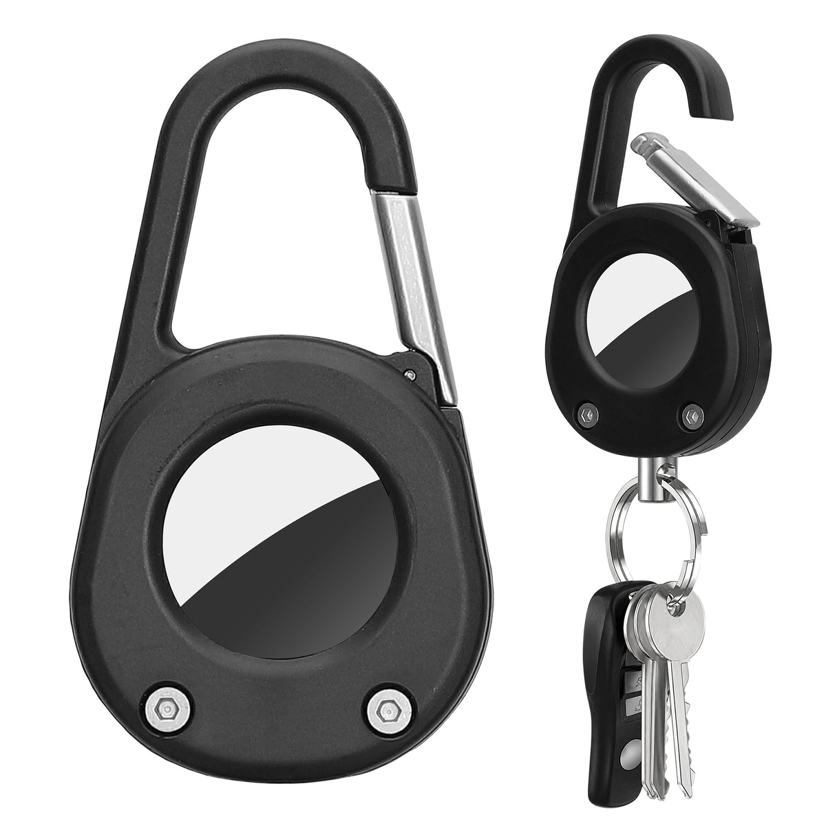 kwmobile SmartTag Hülle kompatibel mit Apple AirTag Schlüsselanhänger - Bluetooth Tracker Zubehör Halterung mit Karabiner - Schwarz Schwarz