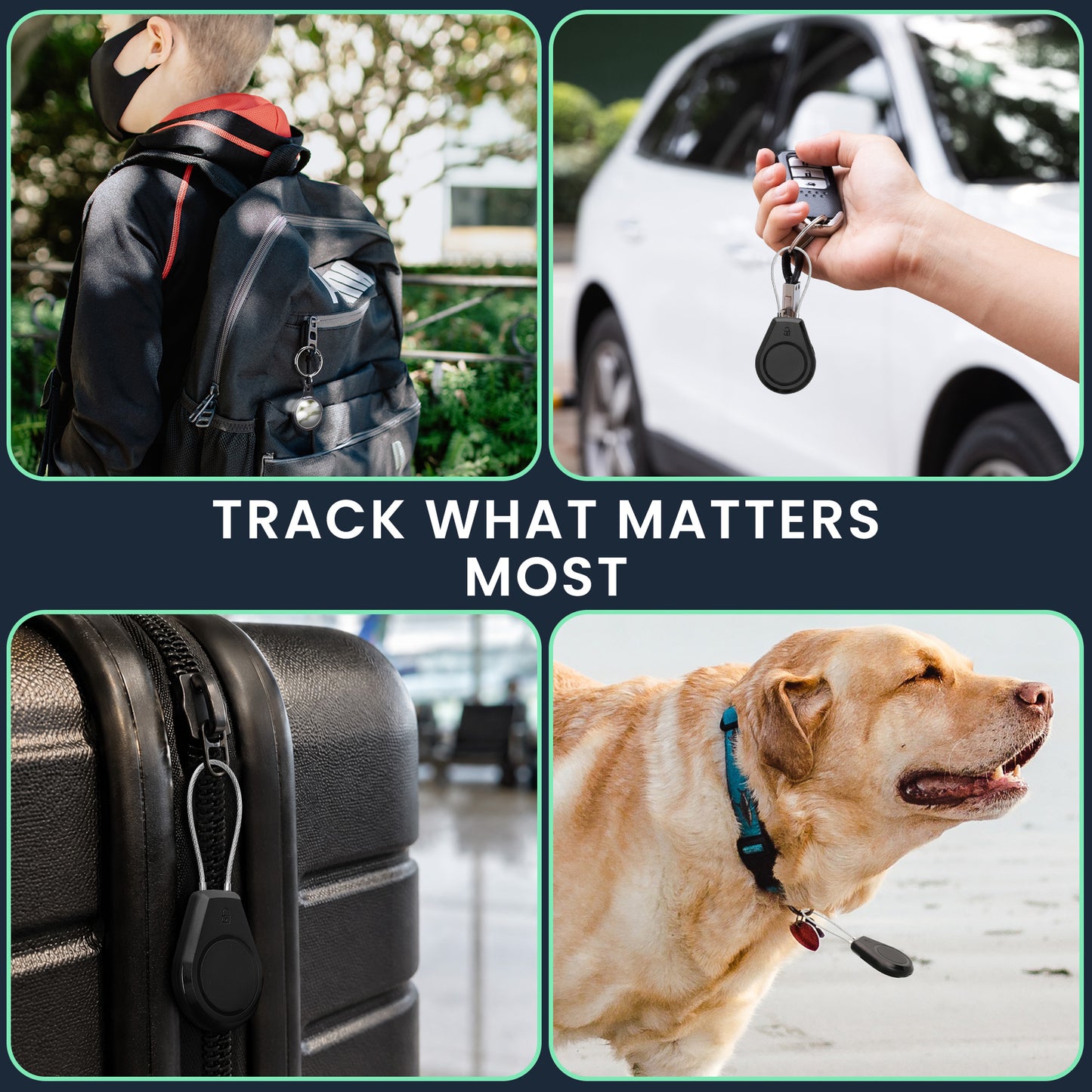 kwmobile SmartTag Hülle kompatibel mit Apple AirTag Schlüsselanhänger - Bluetooth Tracker Zubehör Halterung für Rucksack und Koffer