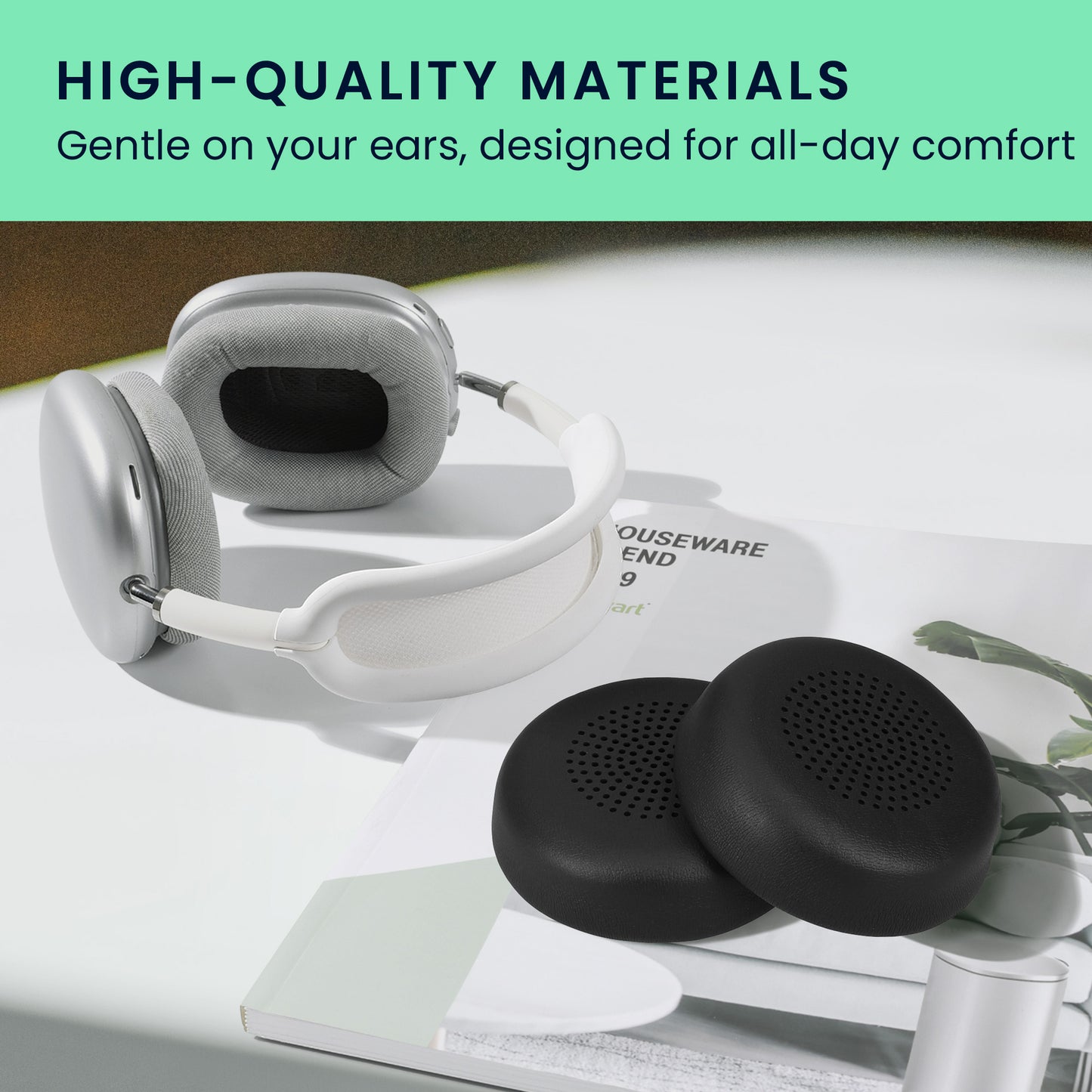 kwmobile Ohr Polster für Logitech Zone Wireless 2 / Zone 950 Ohrpolster - Ersatz Ohrpolster - Kopfhörer Ersatzteile - Kopfhörer Ersatzpolster für Over Ear Headphones