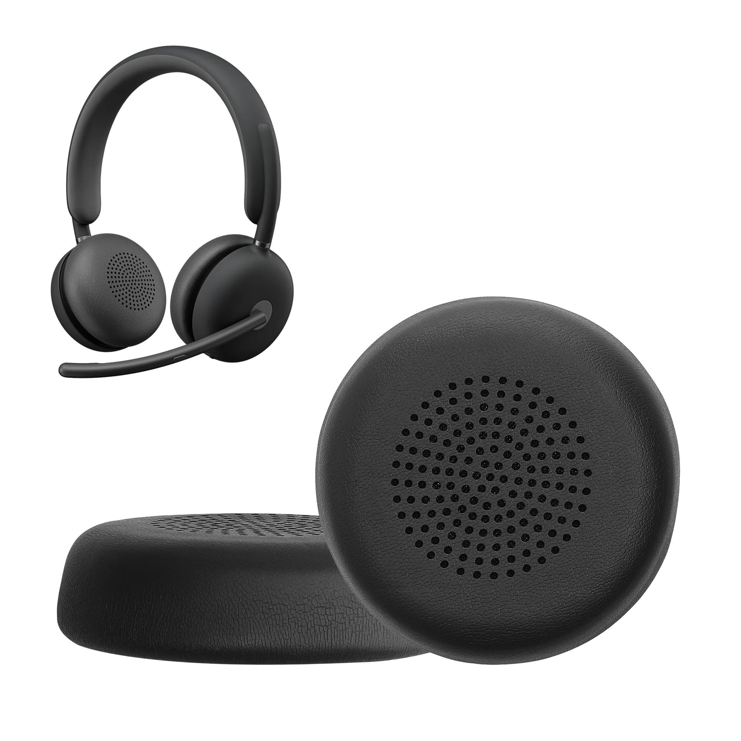 kwmobile 2x Ohr Polster für Logitech Zone Wireless 2 / Zone 950 Ohrpolster - Ersatz Ohrpolster - Kopfhörer Ersatzteile - Kopfhörer Ersatzpolster für Over Ear Headphones Schwarz  