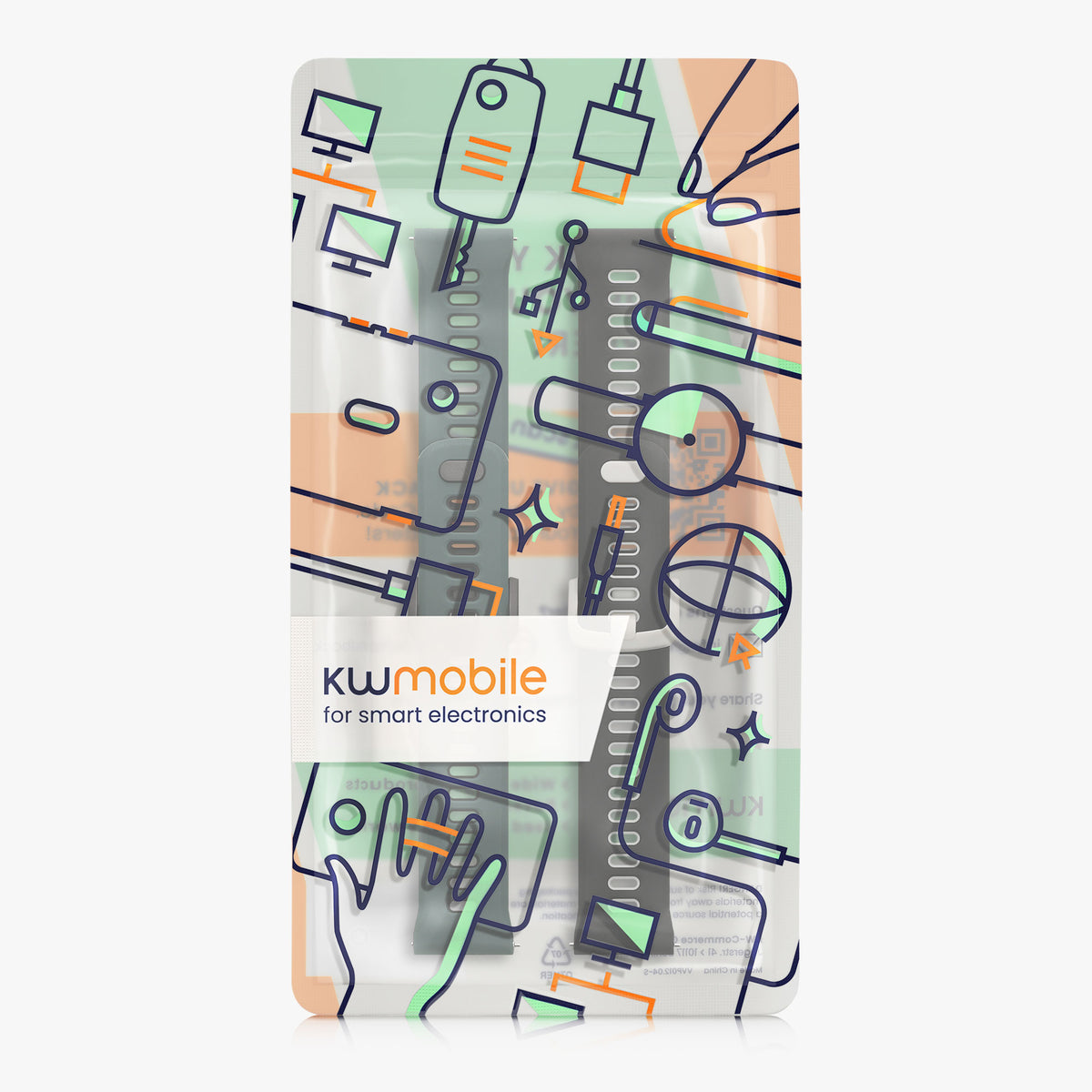 kwmobile 2x Uhrenarmband für COROS PACE 4 / PACE 3 / APEX 4 / APEX Pro Armband - Fitnesstracker Band Set aus TPU Silikon - Ersatzarmband Smartwatch - Schwarz Grau Dunkelgrün Schwarz Schwarz  [dsg01]