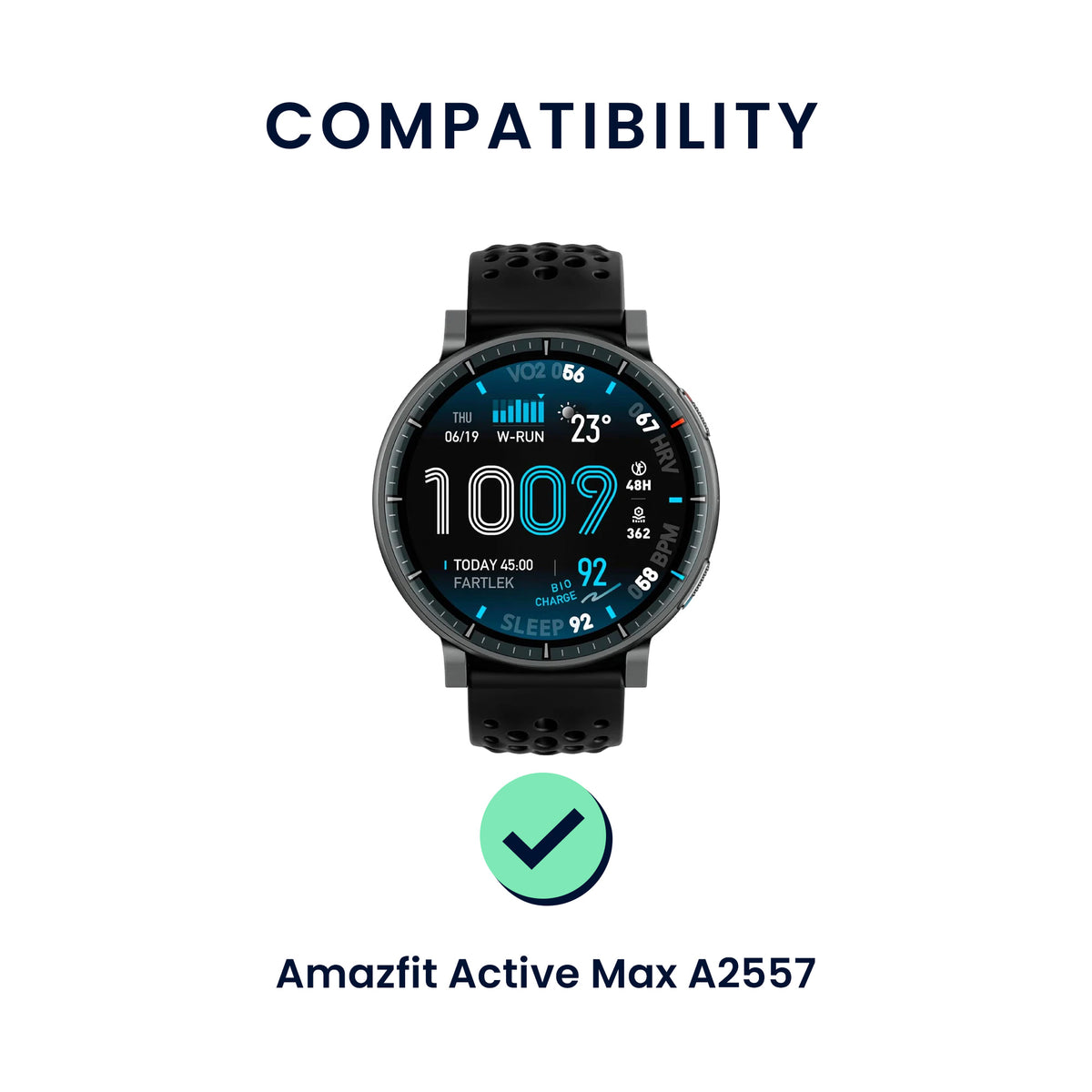 kwmobile 2x Uhrenarmband für Amazfit Active Max A2557 Armband - Fitnesstracker Band Set aus TPU Silikon - Ersatzarmband Smartwatch - Orange Schwarz Orange  [dsg02]
