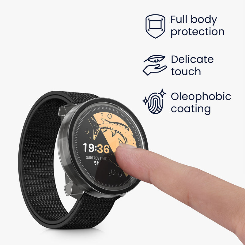 kwmobile 2x Glas Hülle für Suunto Nautic S Schutzhülle - Fullbody Fitnesstracker Case Set aus Glas - Schwarz Transparent Schwarz  [dsg01]