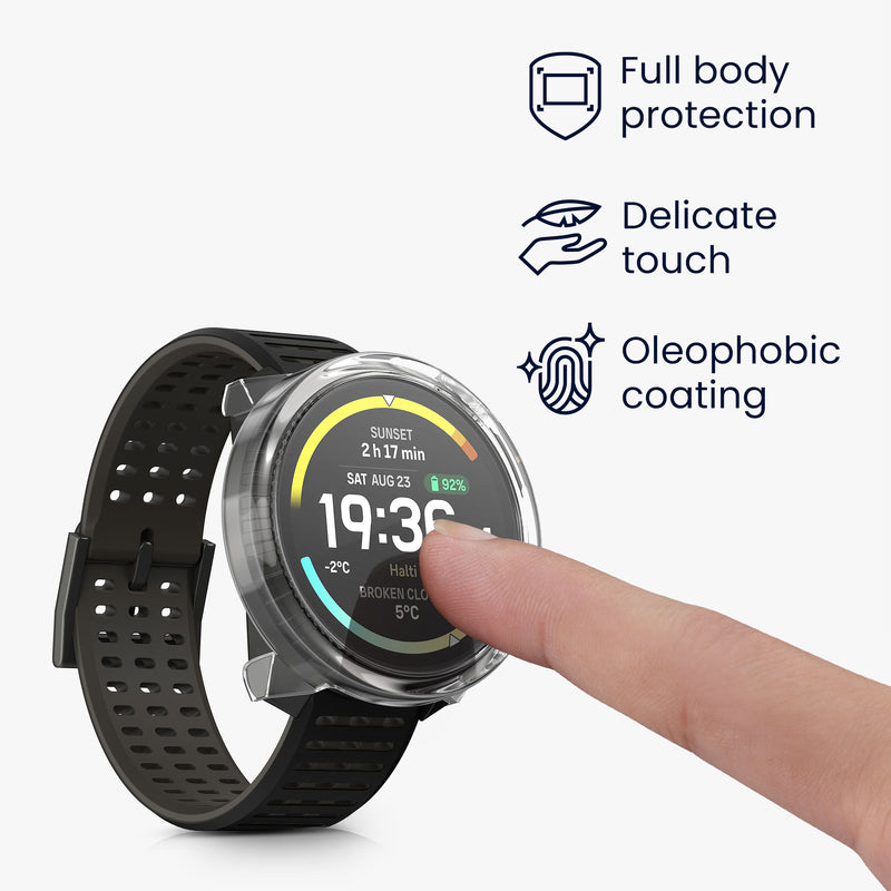 kwmobile 2x Glas Hülle für Suunto Vertical 2 Schutzhülle - Fullbody Fitnesstracker Case Set aus Glas - Schwarz Transparent Schwarz  [dsg01]