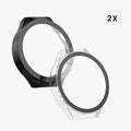 kwmobile 2x Glas Hülle für Huawei Watch GT6 Pro 46mm Schutzhülle - Fullbody Fitnesstracker Case Set aus Glas - Schwarz Transparent Schwarz