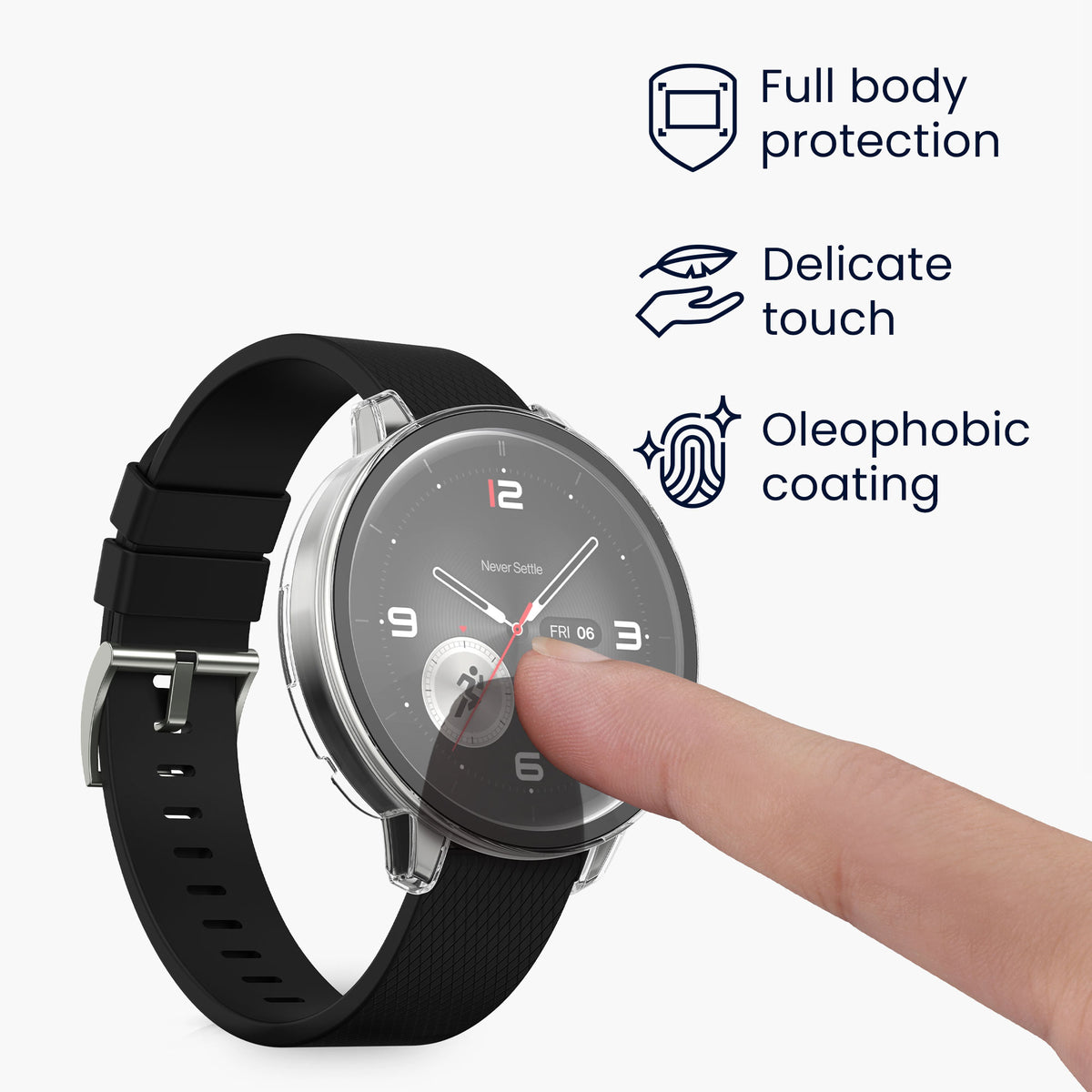 kwmobile 2x Glas Hülle für OnePlus Watch 4 / Watch 3 / OPPO Watch X3 mini / X2 mini Schutzhülle - Fullbody Fitnesstracker Case Set aus Glas - Schwarz Transparent Schwarz  [dsg01]