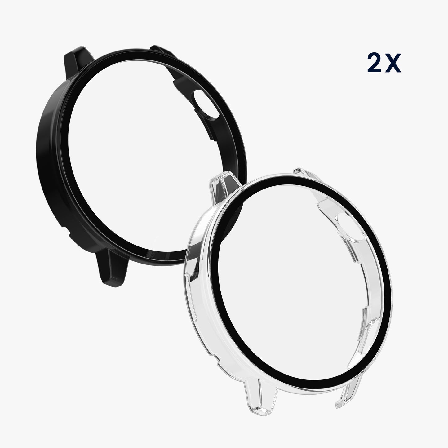 kwmobile 2x Glas Hülle für OnePlus Watch 4 / Watch 3 / OPPO Watch X3 mini / X2 mini Schutzhülle - Fullbody Fitnesstracker Case Set aus Glas - Schwarz Transparent Schwarz  [dsg01]