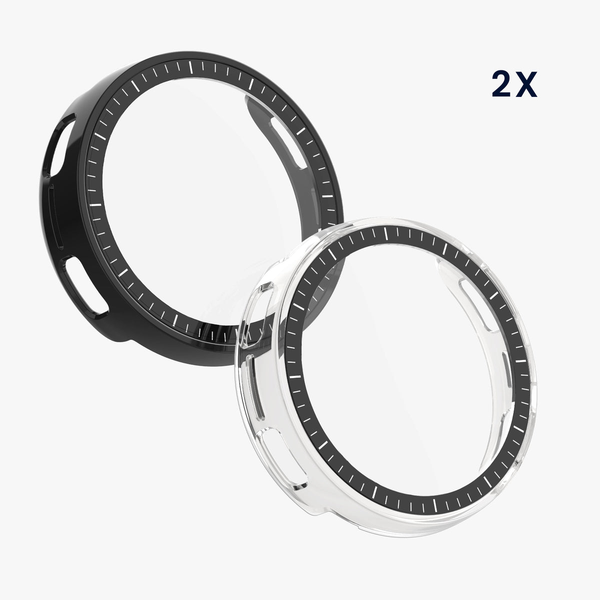 kwmobile 2x Glas Hülle für Amazfit Active3 Premium Schutzhülle - Fullbody Fitnesstracker Case Set aus Glas - Schwarz Transparent Schwarz  [dsg01]
