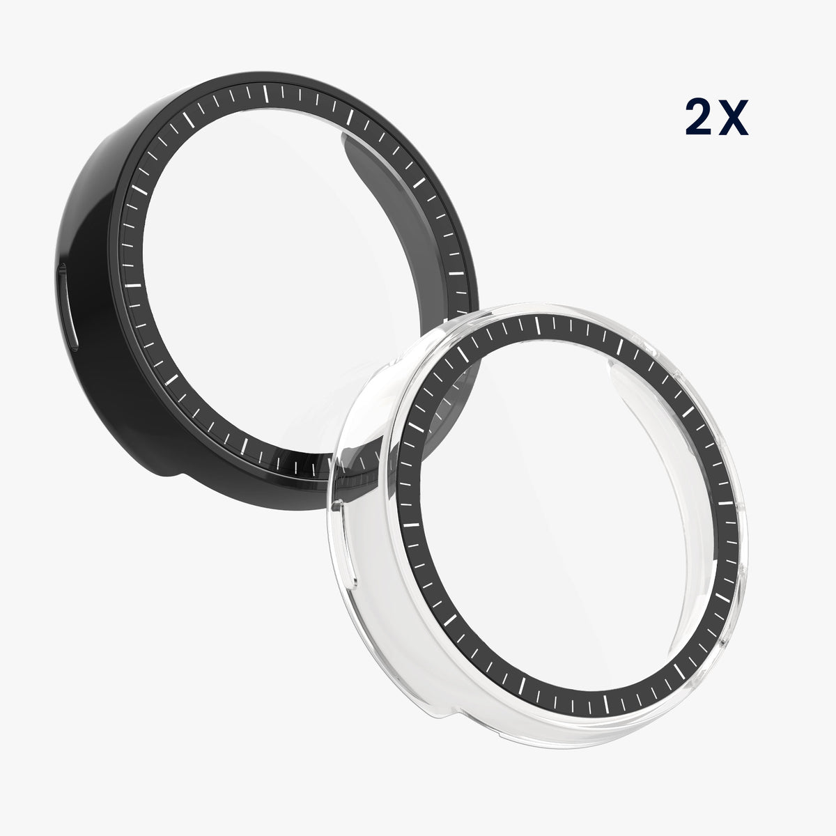 kwmobile 2x Glas Hülle für Amazfit Active Max A2557 Schutzhülle - Fullbody Fitnesstracker Case Set aus Glas - Schwarz Transparent Schwarz  [dsg01]